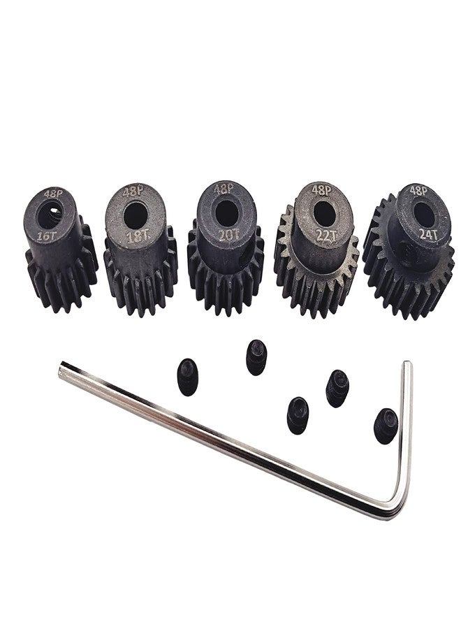 HOPLEX 48P Pinion Gear Set Hardened Metal 16T 18T 20T 22T 24T with Screwdriver for 3.175mm Shaft 1/10 RC Brushless Brush Motor - Image 1